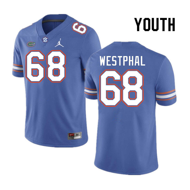 Youth #68 Fletcher Westphal Florida Gators College Football Jerseys Stitched-Royal